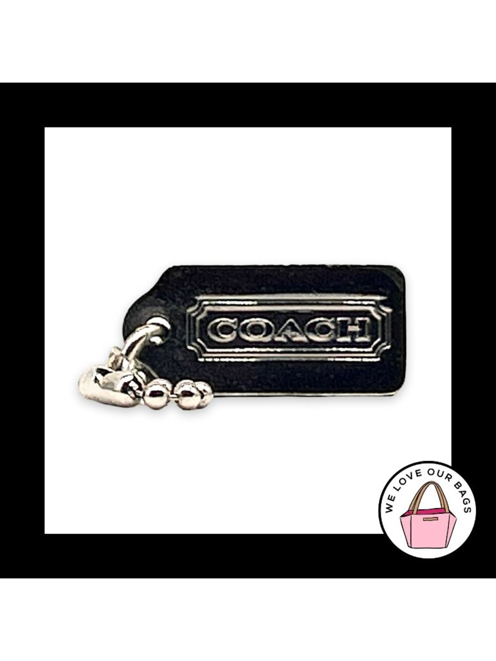 COACH Y2K VINTAGE 1.25" Small Silver Nickel Metal Hang Tag Bag Charm Keychain